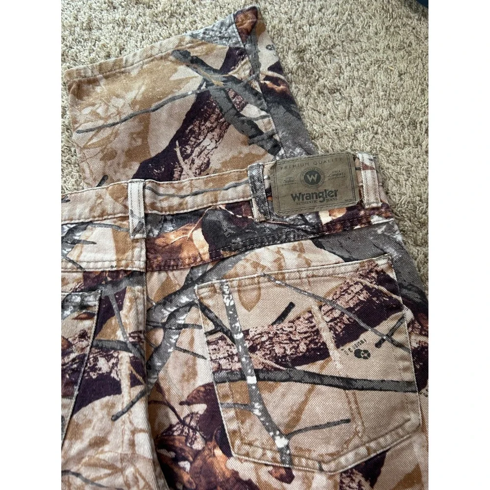 VTG Y2K Wrangler Mens Camo Double Knee Pants‎ Mossy Oak 35' Straight Leg